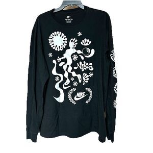 The Nike Tee XL Long Sleeve Black Graphic Print Groovy Fun Gorpcore Steetwear